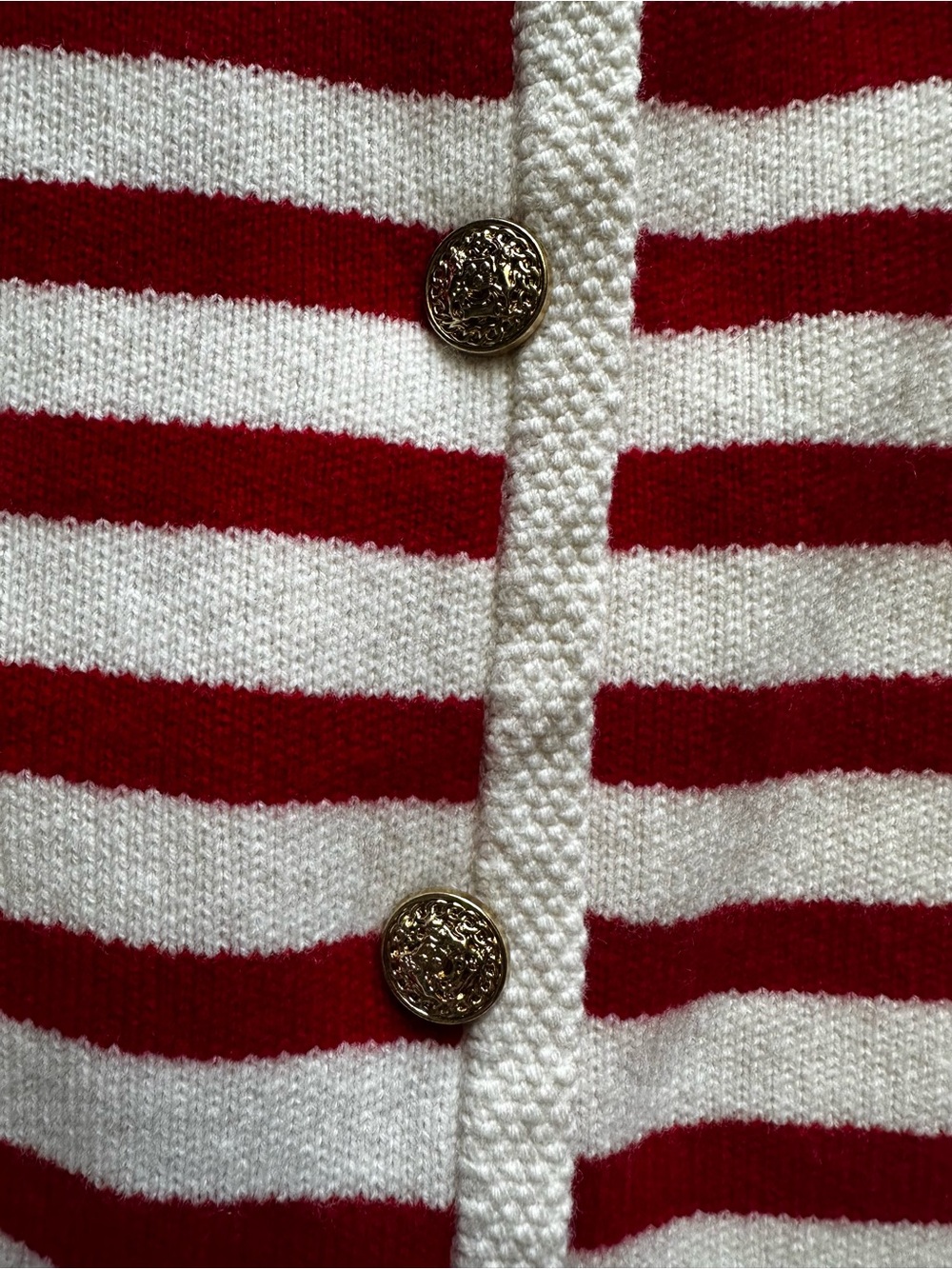 Striped Red & White Knit Button Cardigan - Picture 10 of 13